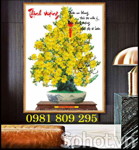 Gạch tranh hoa mai vàng 3d