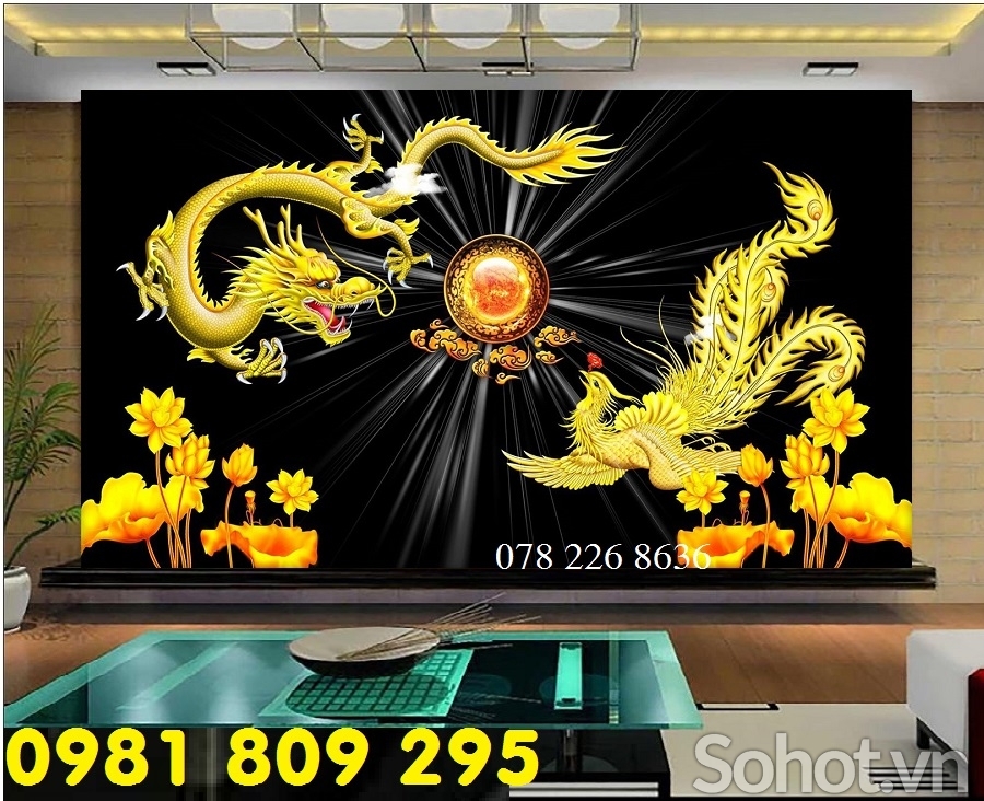 Tranh gạch 3d rồng ốp phòng thờ