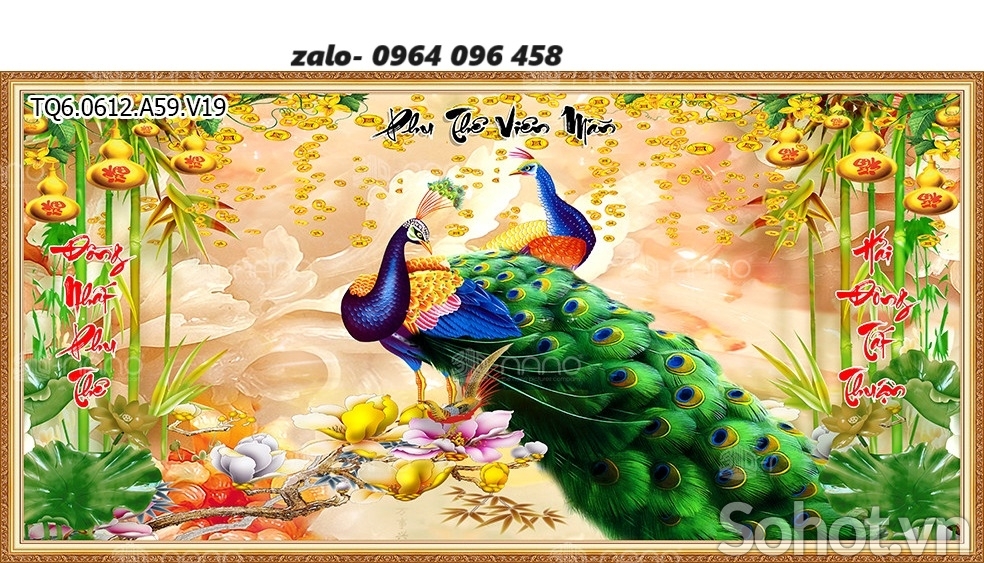 Tranh gạch 3d chim công - gạch tranh 3d chim công - FSCX4