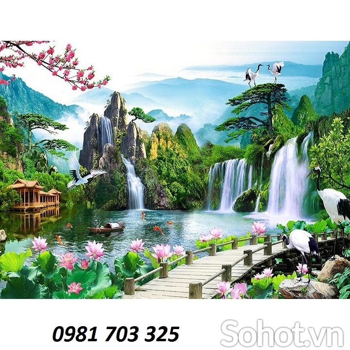 Gạch tranh sơn thủy hữu tình
