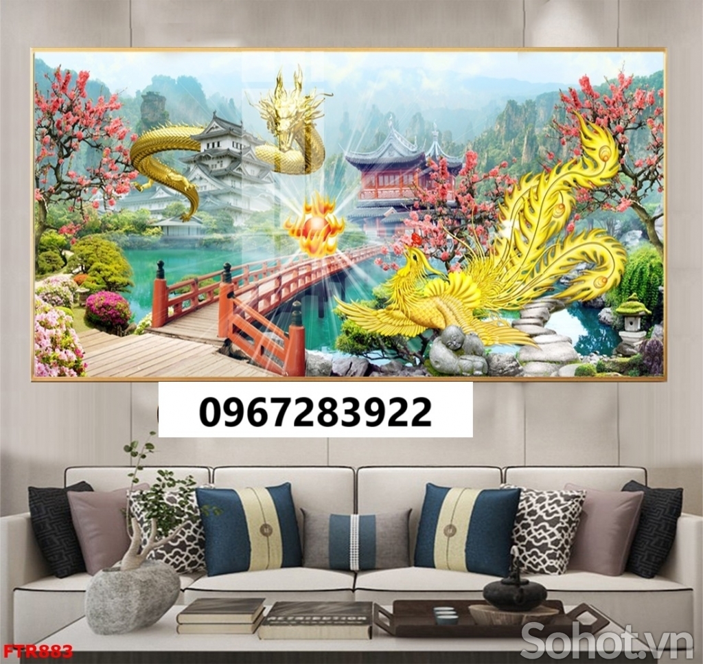 Tranh gạch đẹp rồng phượng cao cấp