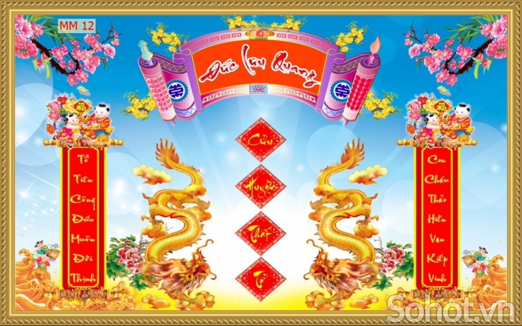 Phòng thờ gia tiên - tranh gạch men