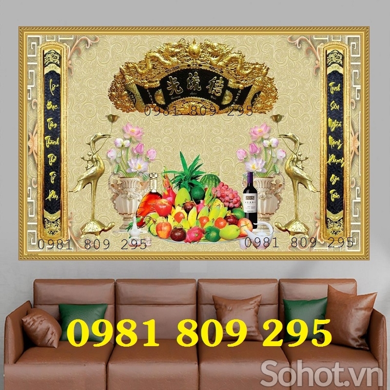 Tranh gạch ốp tường phòng thờ đẹp HP6533