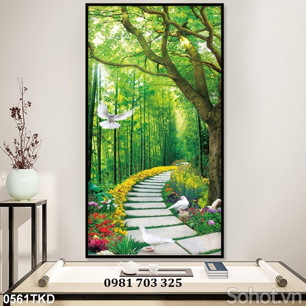 Gạch tranh khổ đứng đẹp 3d