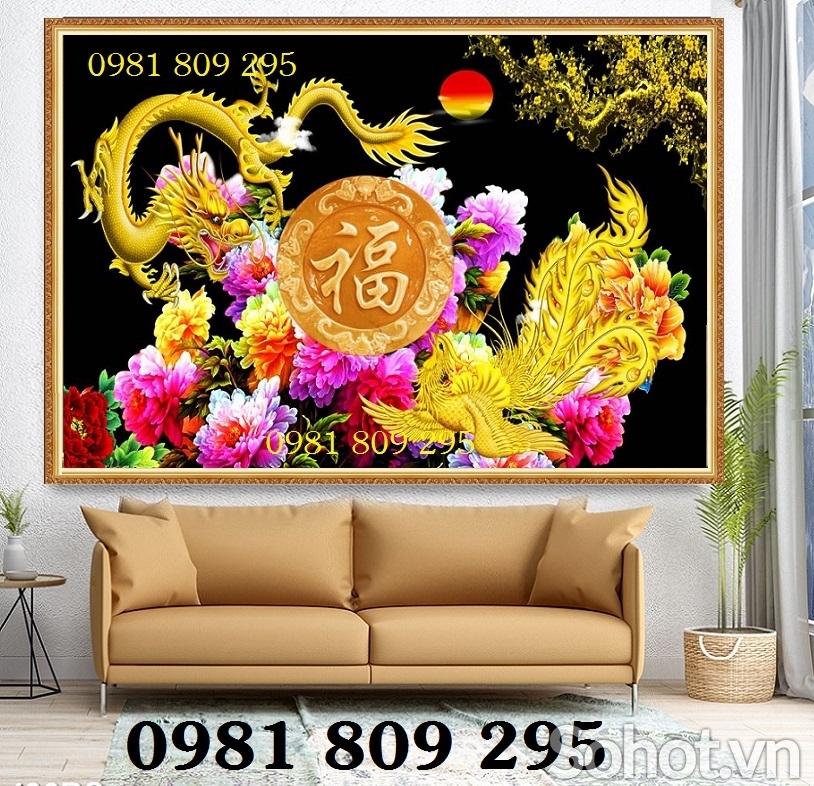 Mẫu tranh gạch rồng phượng