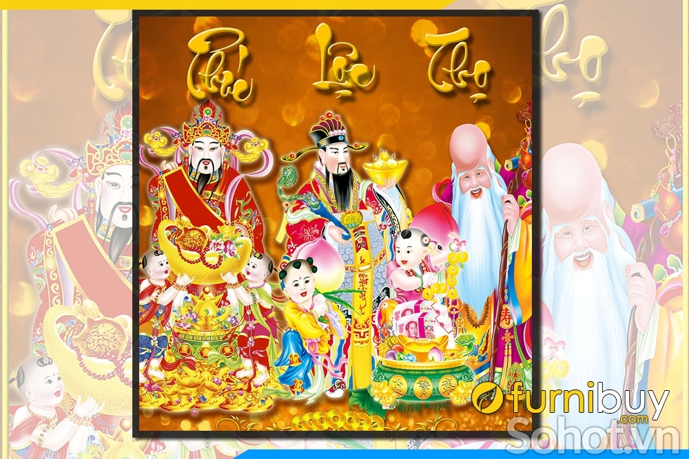 Tranh phúc lộc thọ - tranh gạch 3d - 7422SP