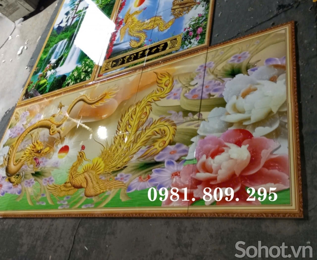 Tranh gạch 3d trang trí ốp tường rồng phượng