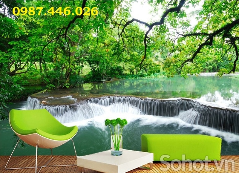 Tranh gạch 3d phong cảnh thác nước HP8732