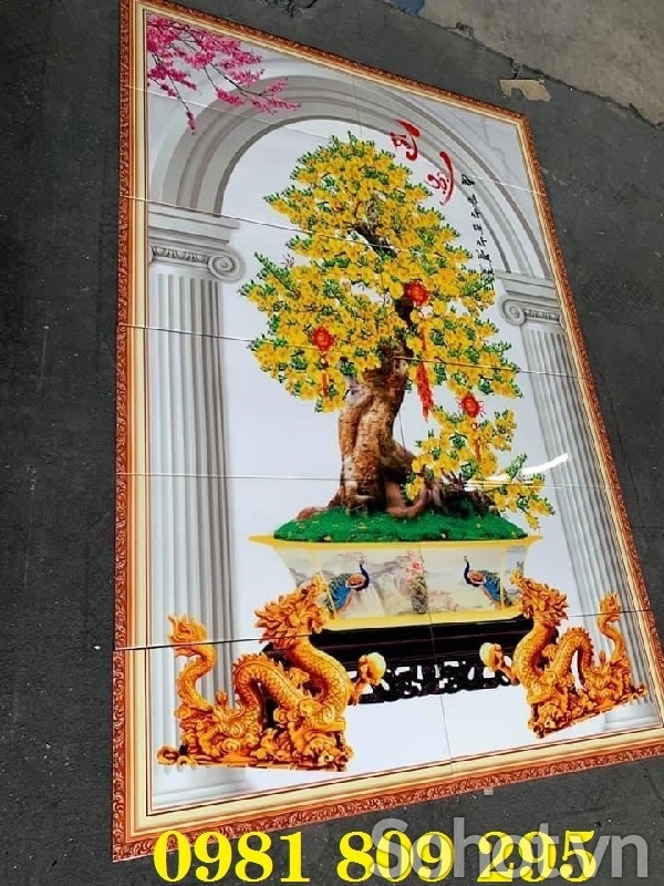 Gạch tranh - cây mai vàng 3d