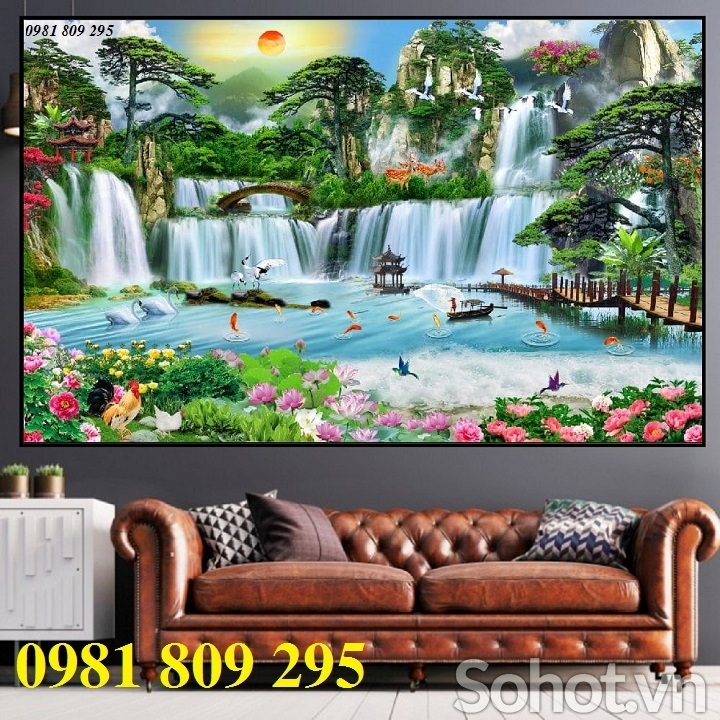 Tranh gạch 3d thiên nhiên thác nước HP847