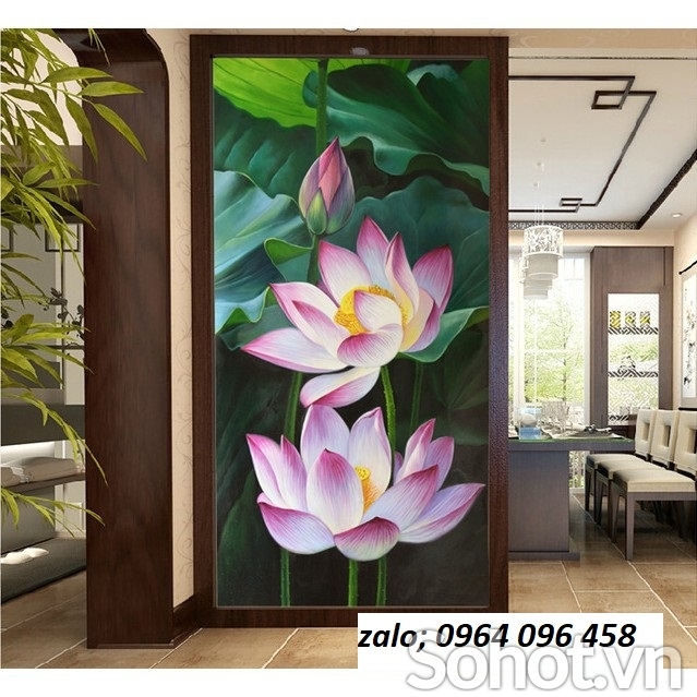 Tranh gạch ốp tường mẫu hoa sen - 655SK