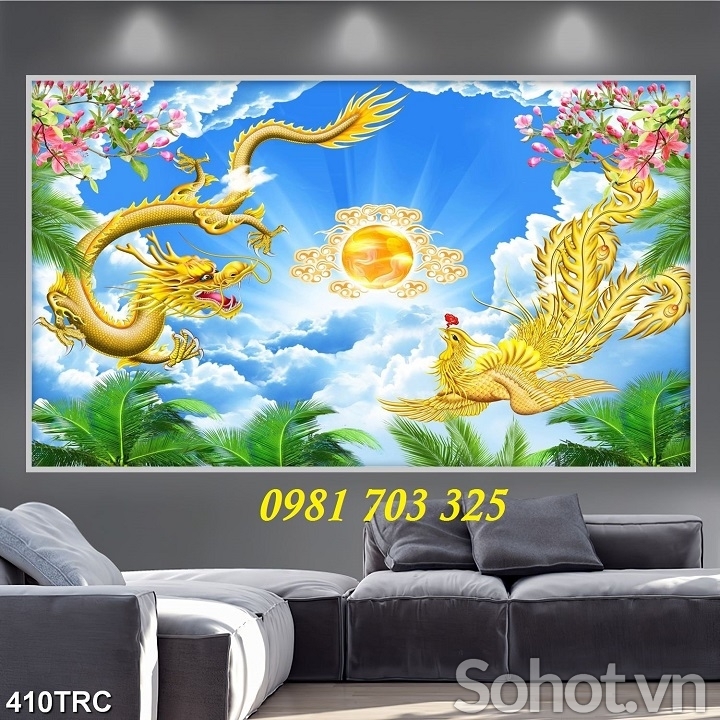 Tranh gạch long phượng phong thủy đẹp
