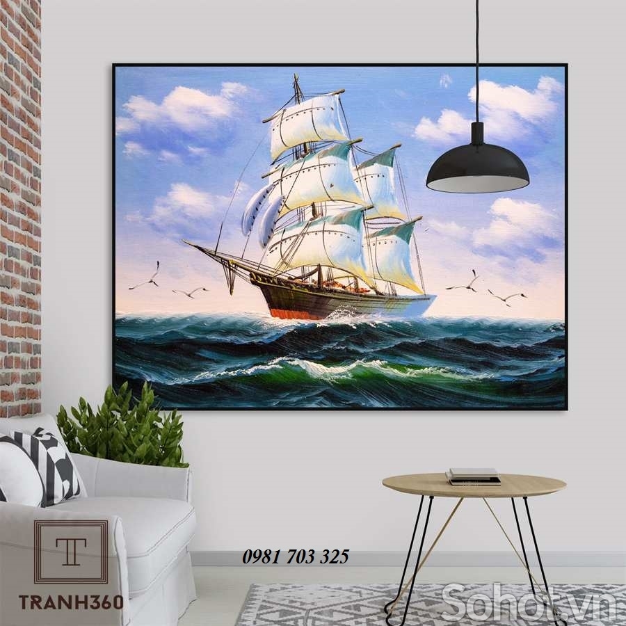 Tranh gạch men 3D thuận buồm xuôi gió
