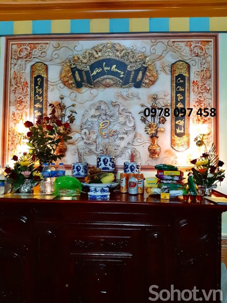 Trang trí phòng thờ - gạch tranh 3D