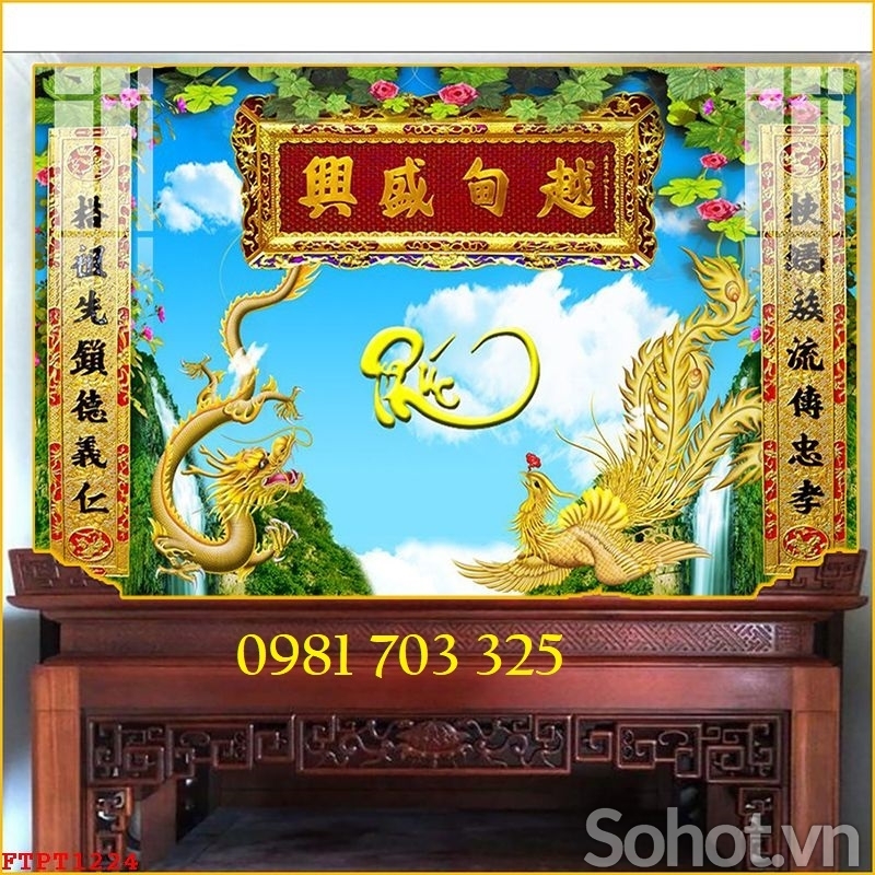 Tranh gạch men 3D phong thủy phòng thờ