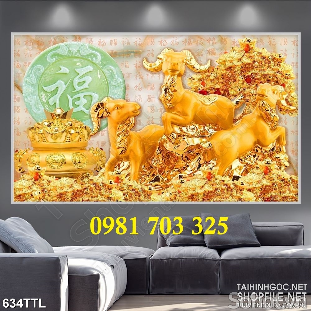 Tranh gạch kim tiền 3D