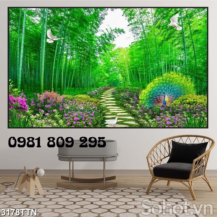 Tranh gạch rừng tre trúc H0895