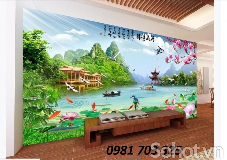Tranh gạch 3D phòng khách