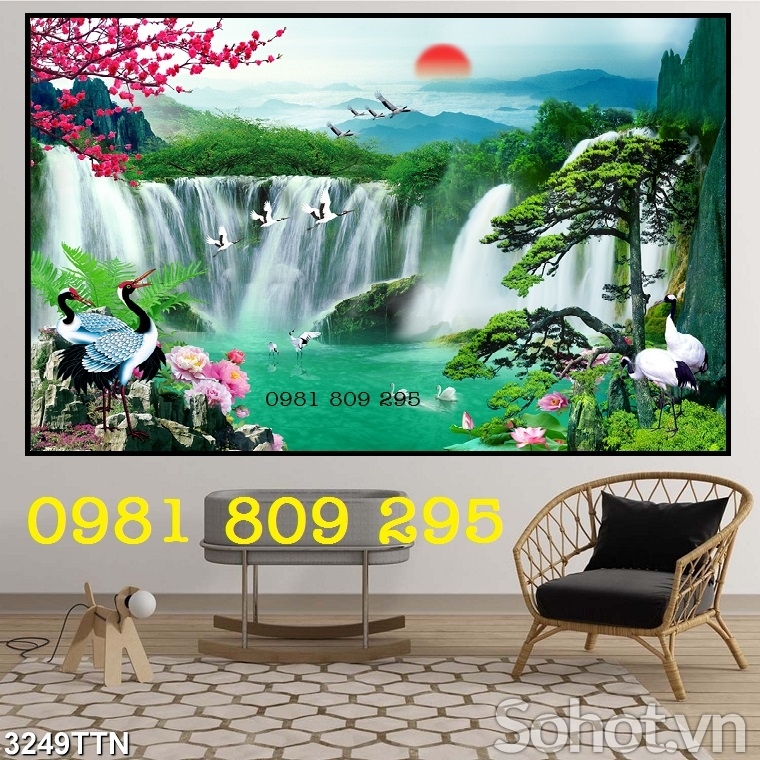 Mẫu tranh gạch 3d thiên nhiên - tranh sơn thủy