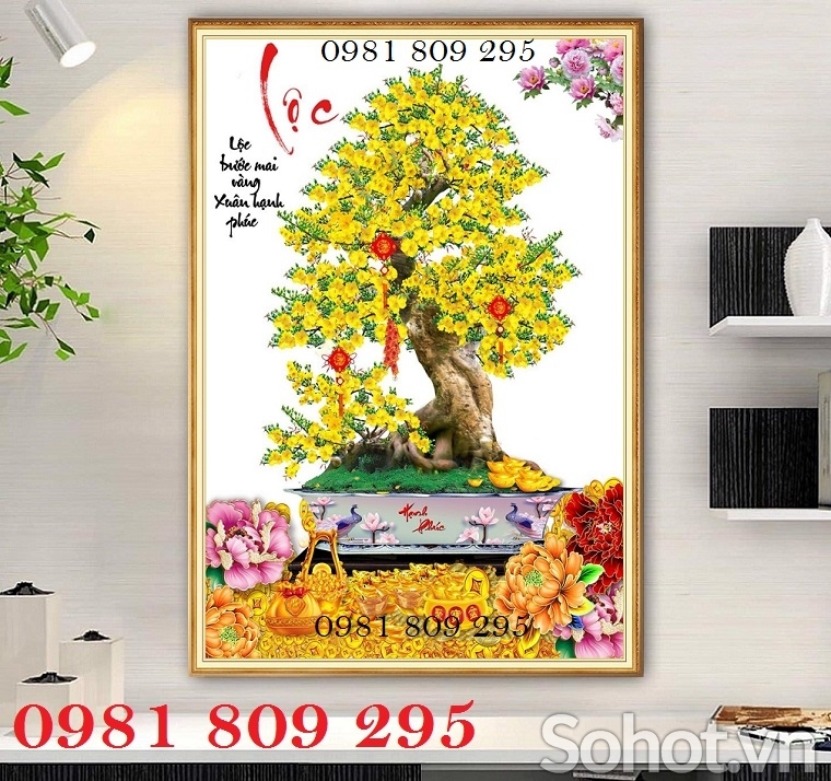 Gạch tranh mai vàng 3d GFG67