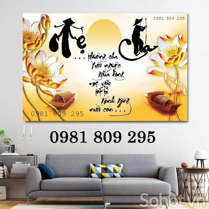 Gạch tranh hoa sen Cha Mẹ