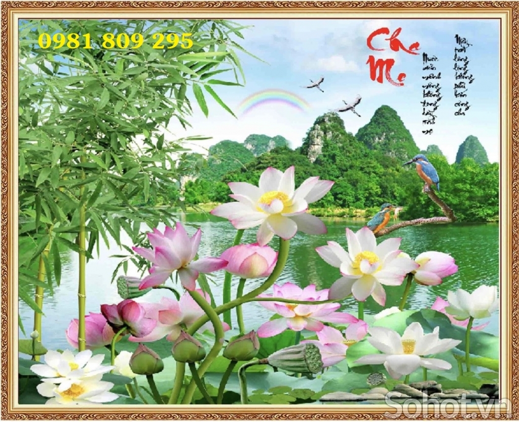 Mẫu tranh gạch hoa sen cao cấp JP65