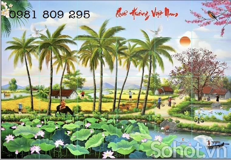 Tranh gạch 3d phong cảnh đồng quê