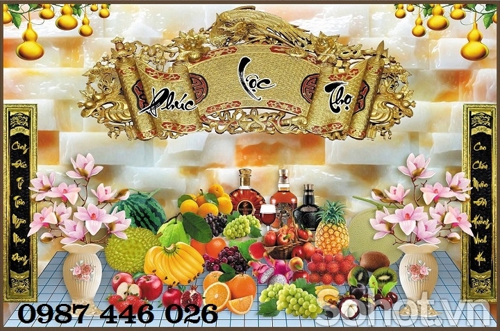 Tranh gạch men phòng thờ HP98122