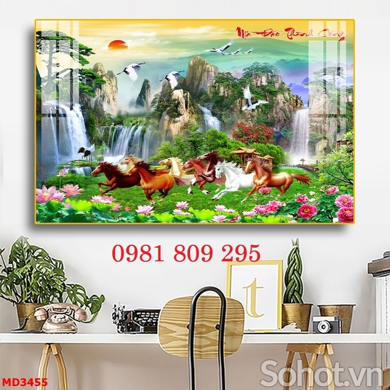 Tranh gạch men mã đáo , tranh ngựa 3d ốp tường