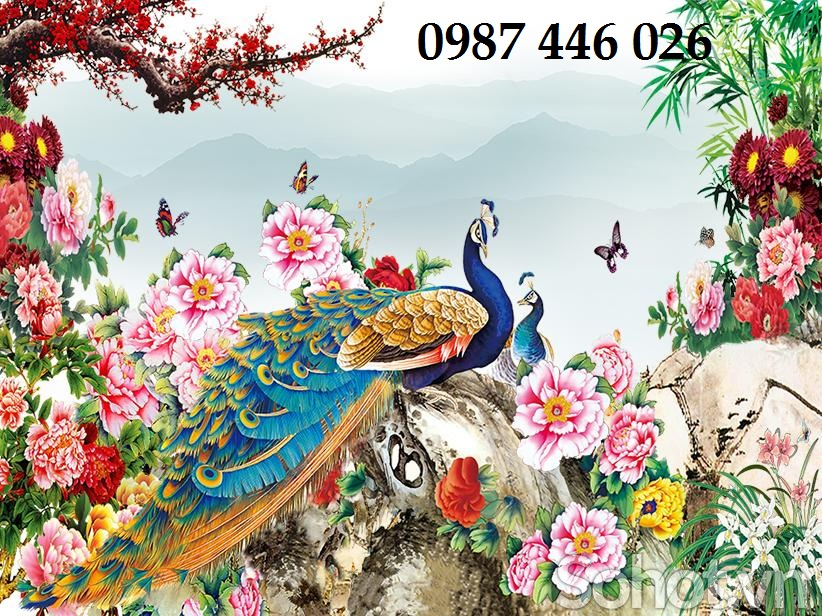 Tranh gạch men chim công HP0813