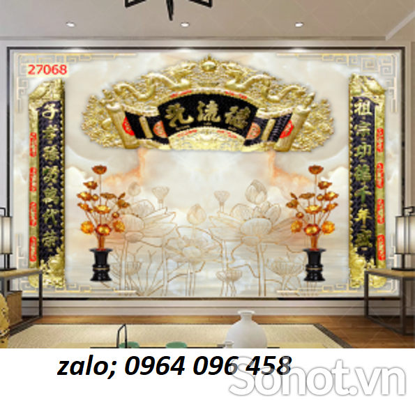 Tranh gạch 3d ốp tường phòng thờ - DCC3