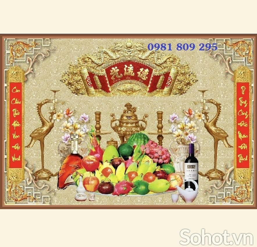 Tranh 3D phòng thờ, gạch men ốp tường GP6355