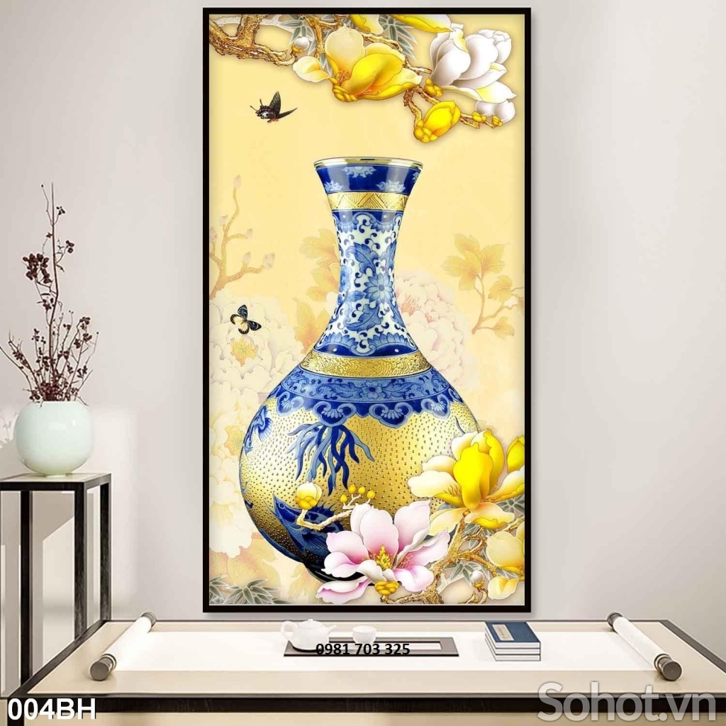 Tranh gạch 3D bình hoa