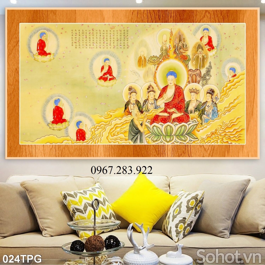 Tranh tường phật giáo phủ UV gạch men
