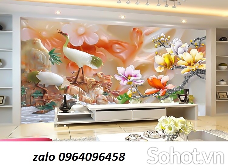 Gạch tranh 3d phong thủy phòng khách - CVV8