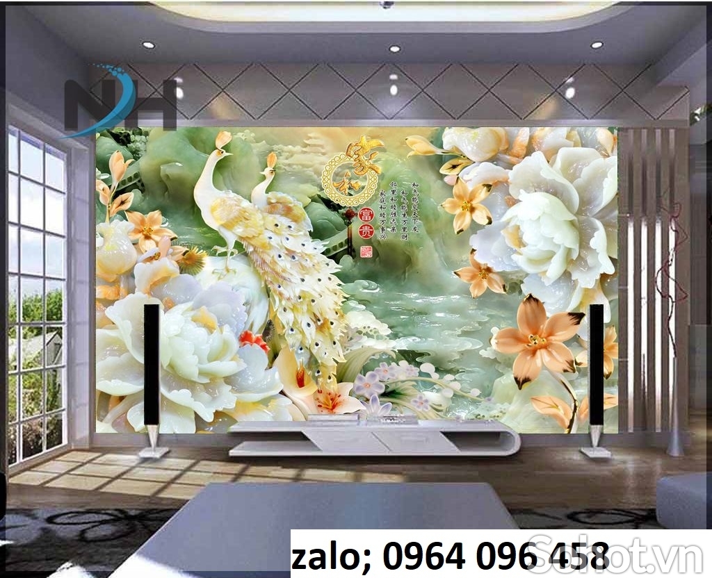 Tranh gạch 3d ốp tường hoa ngọc - 8009CB