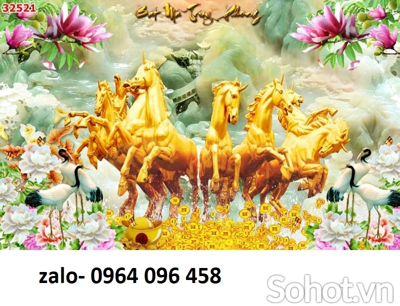 Tranh mã đáo thành công gạch tranh 3d ốp tường - 77CV