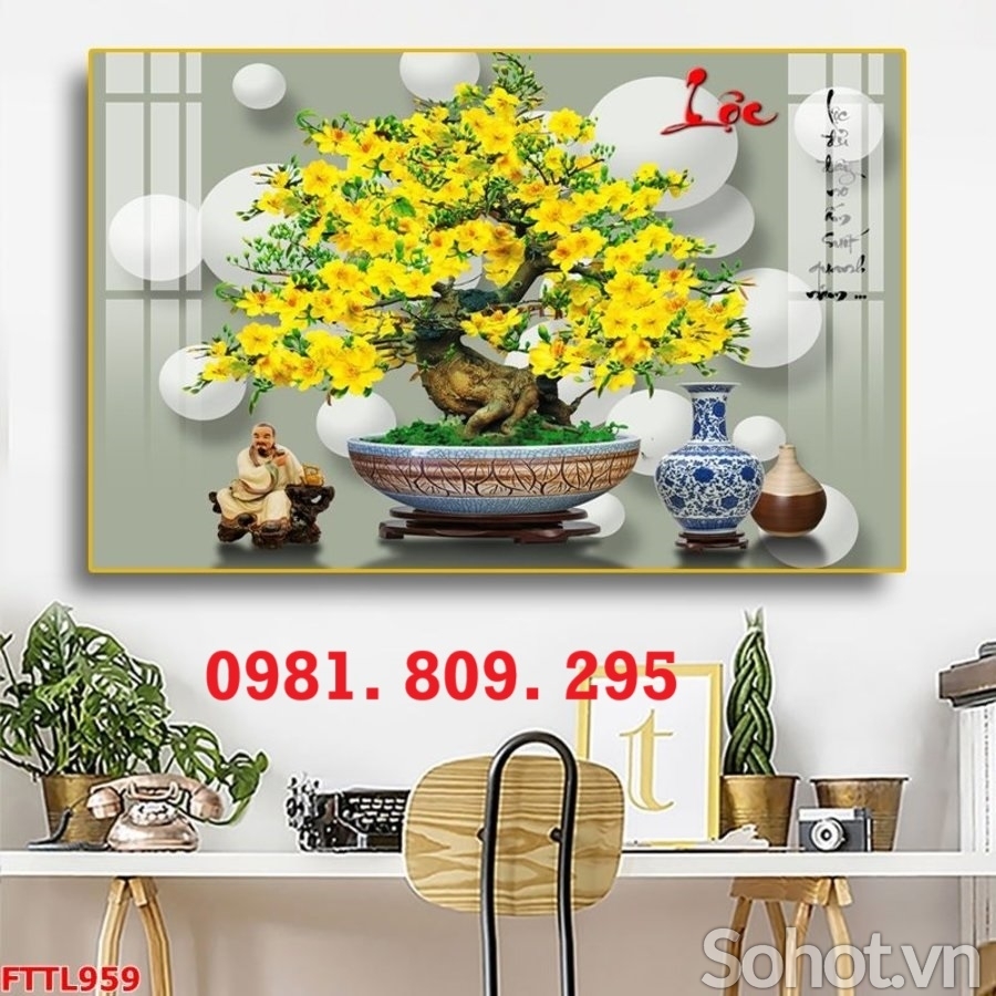 Tranh gạch , gạch trang trí hoa sen ngang HN9393
