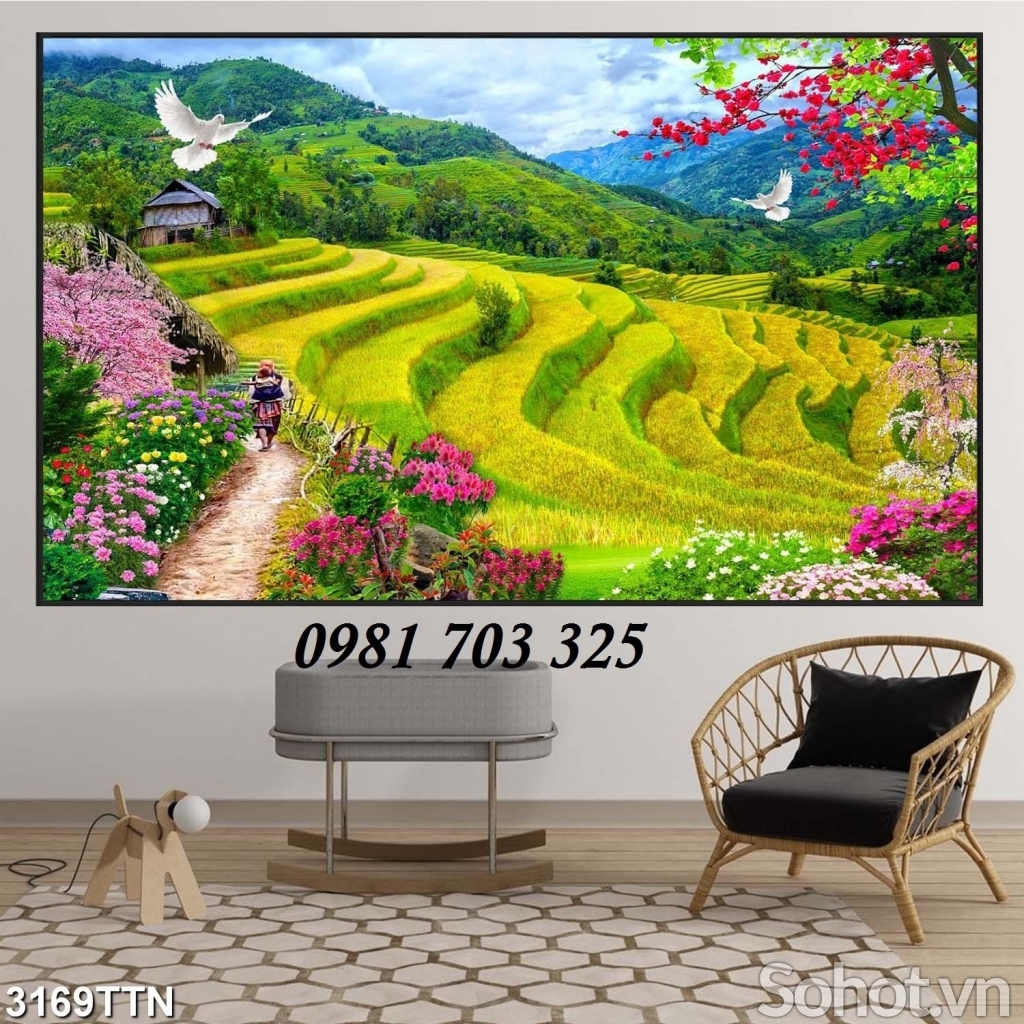 Gạch tranh đồng quê đẹp 3D