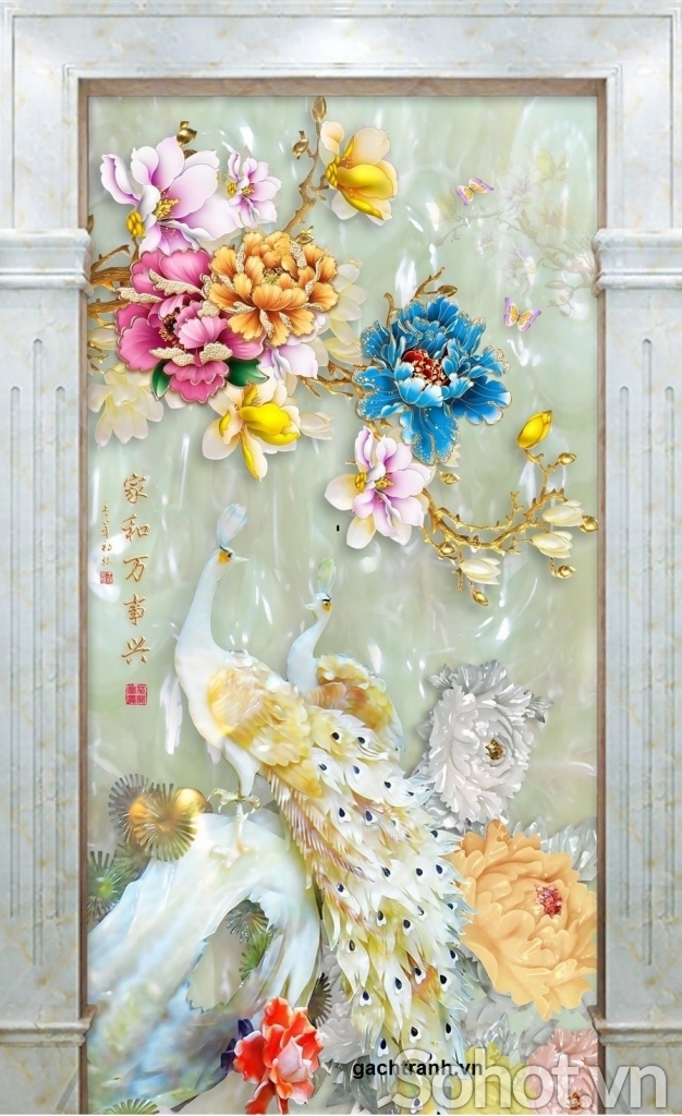 Tranh gạch 3d chim công - QPVC44