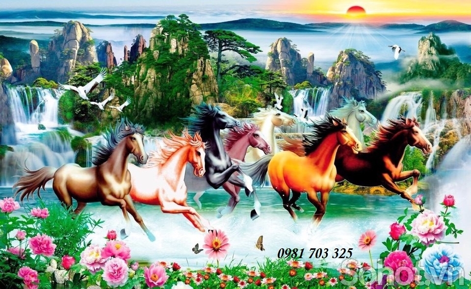 Tranh gạch 3D bát mã