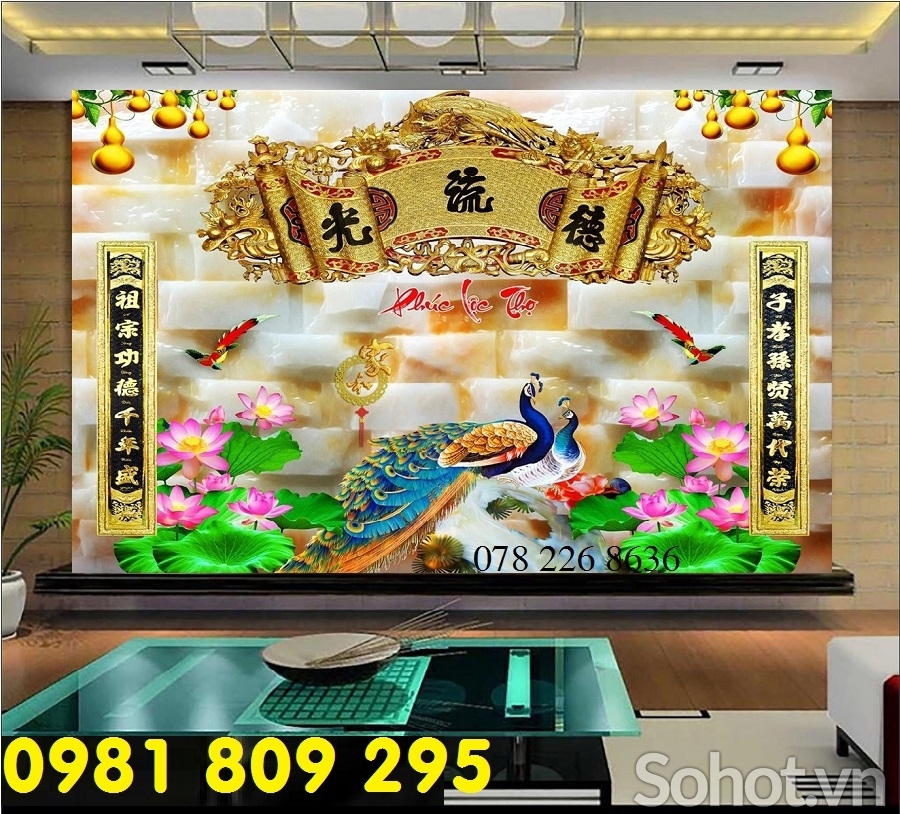 Tranh gạch- tranh câu đối phòng thờ