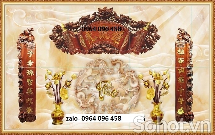 Tranh gạch 3d ốp tưởng phòng thờ - 7999C