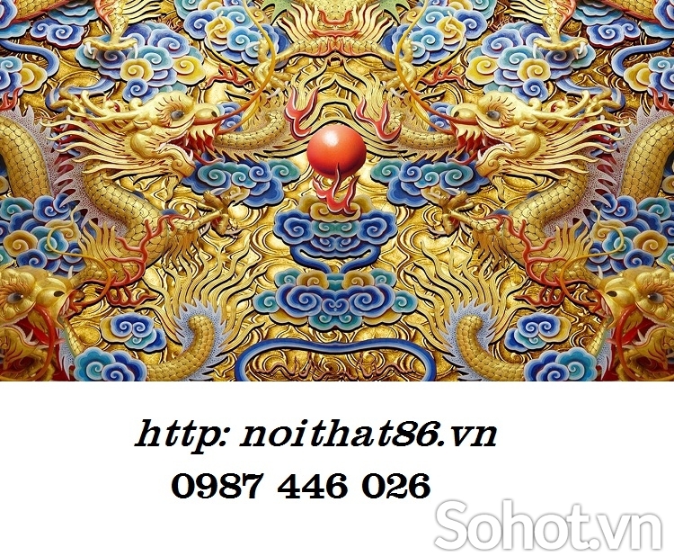 Tranh gạch men rồng vàng HP624