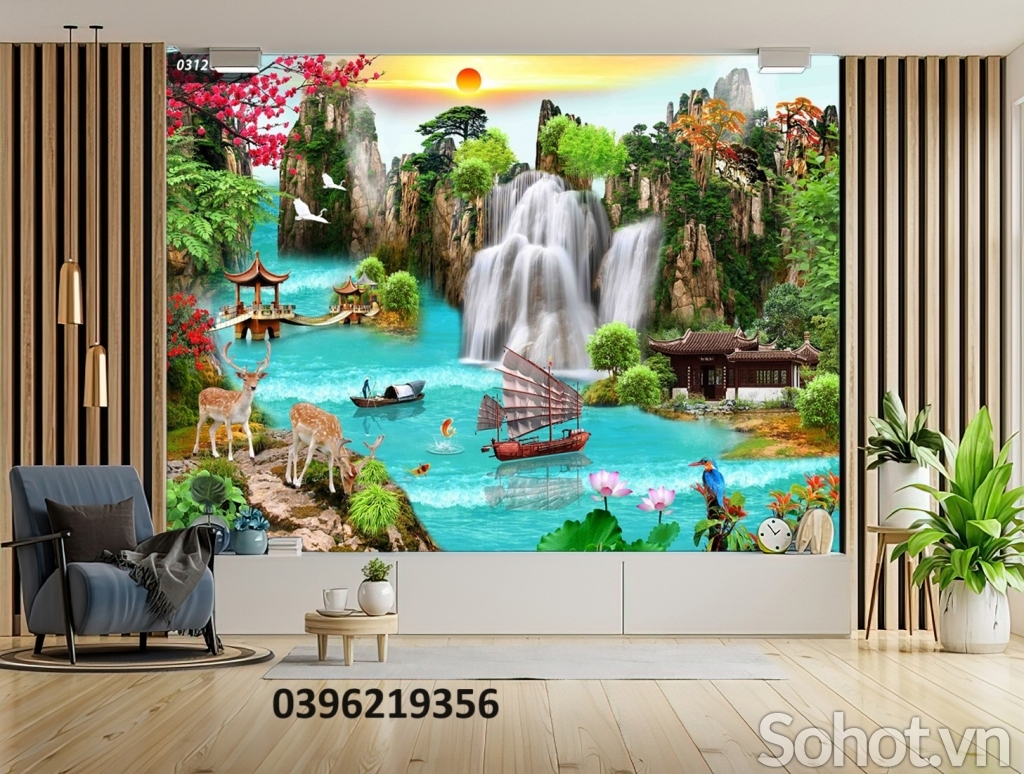 Tranh gạch sơn thủy trang trí
