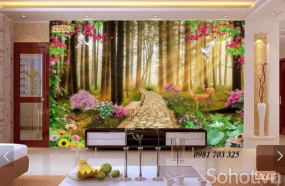 Tranh gạch 3D ốp  tường trang trí phòng khách