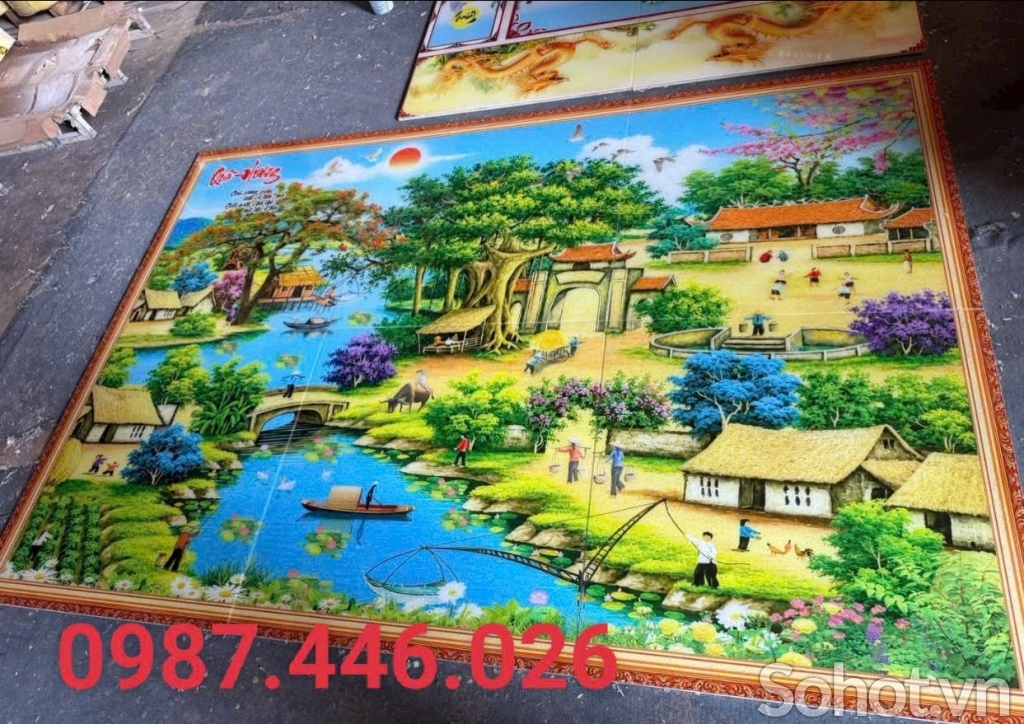 Tranh gạch men làng quê HP6822