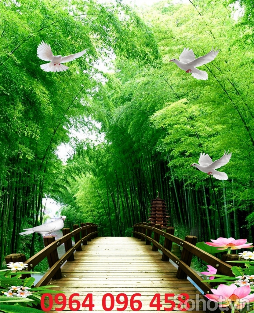 Tranh gạch 3d ốp tường phong cảnh tre trúc - DJK19