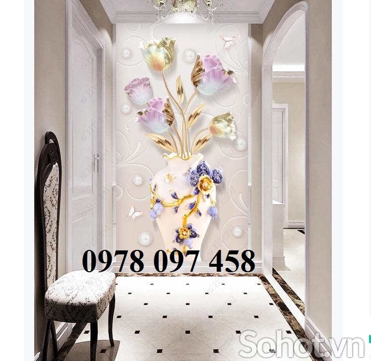 Gạch tranh bình hoa 3D