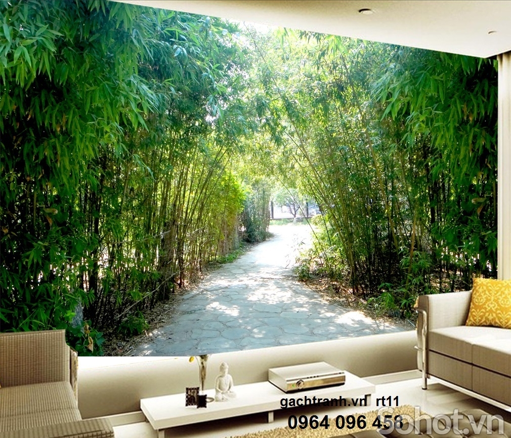 Tranh gạch 3d cảnh tre trúc làng quê - KCB633